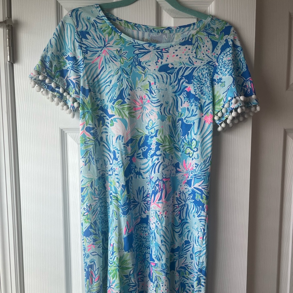 Lilly Pulitzer Dress Size Small, Blue, Pom Sleeves
